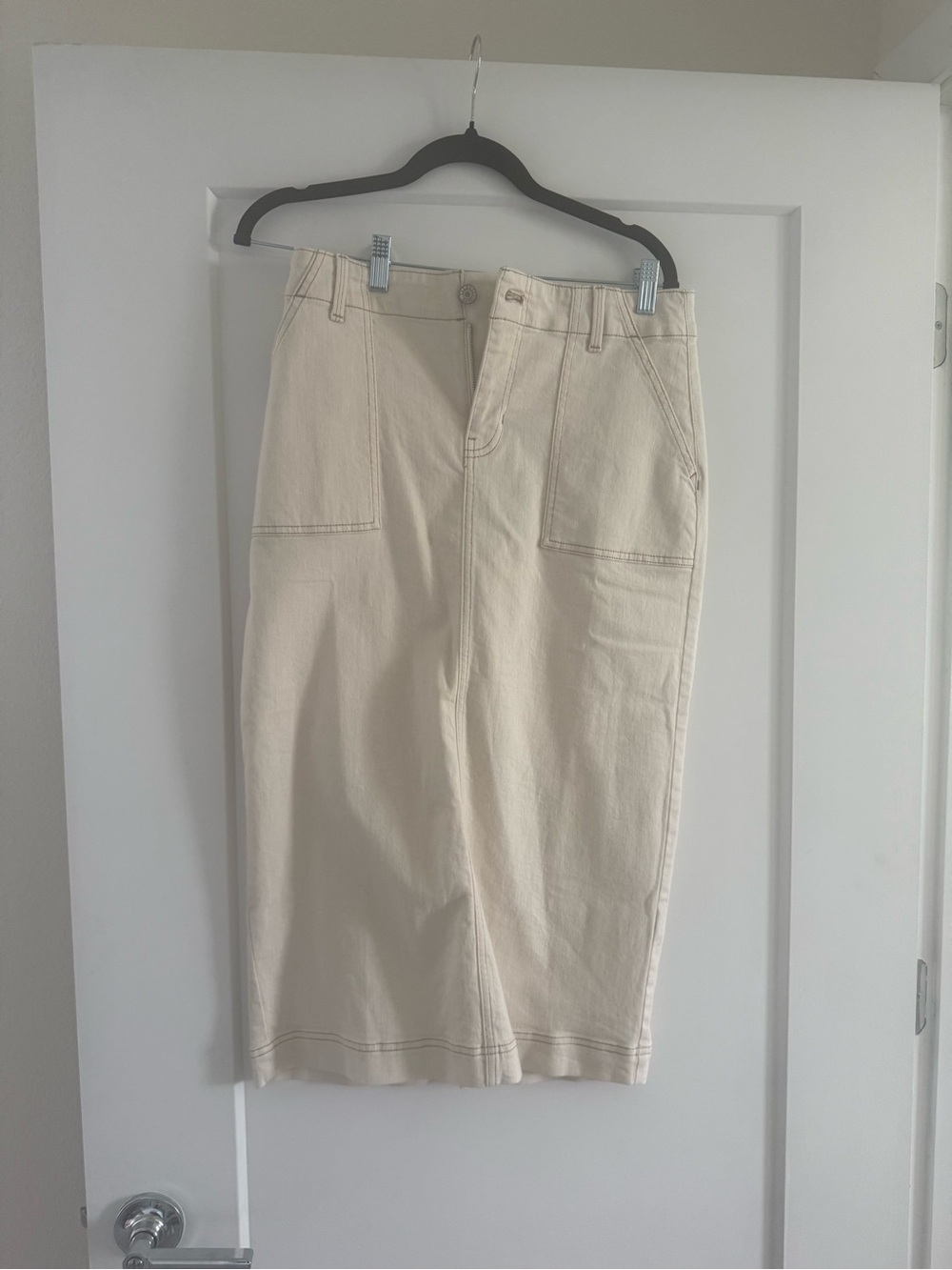 Talbots Cream Midi Utility Pencil Skirt